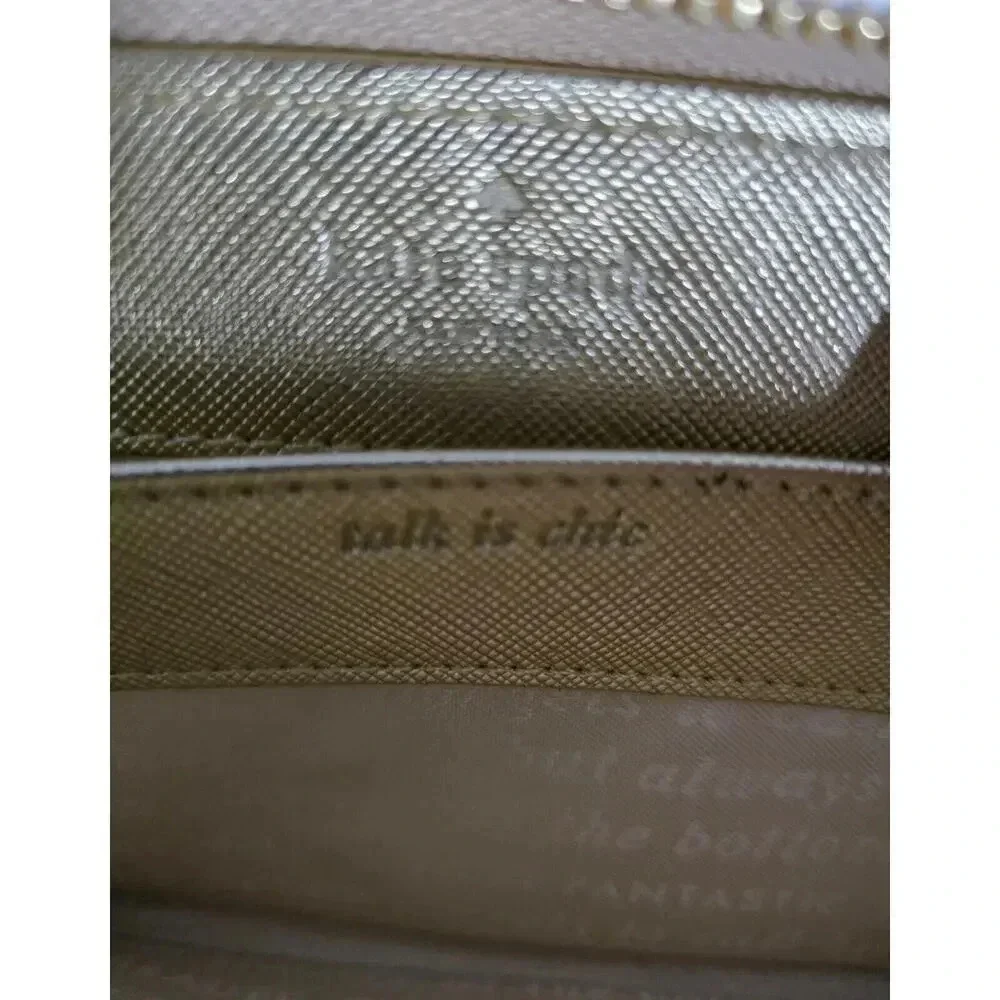 Kate Spade New York Talk Is Chic WALLET Gold Saffiano Wristlet Wallet